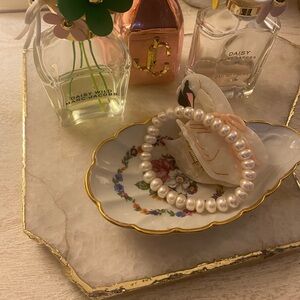 Anthropologie Agate Serverboard with Gold Rim